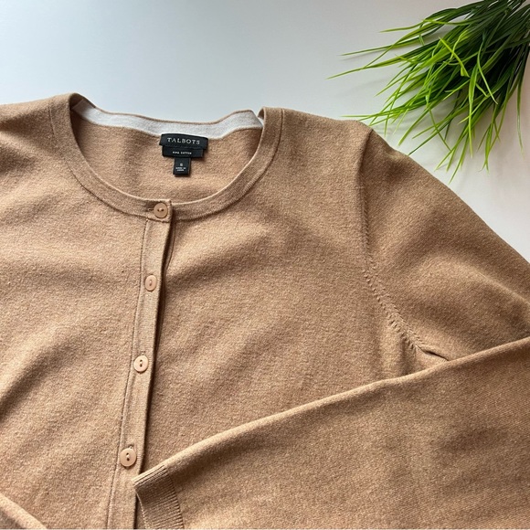 Talbots Sweaters - Talbots Pima Cotton Button Cardigan Camel Size Small